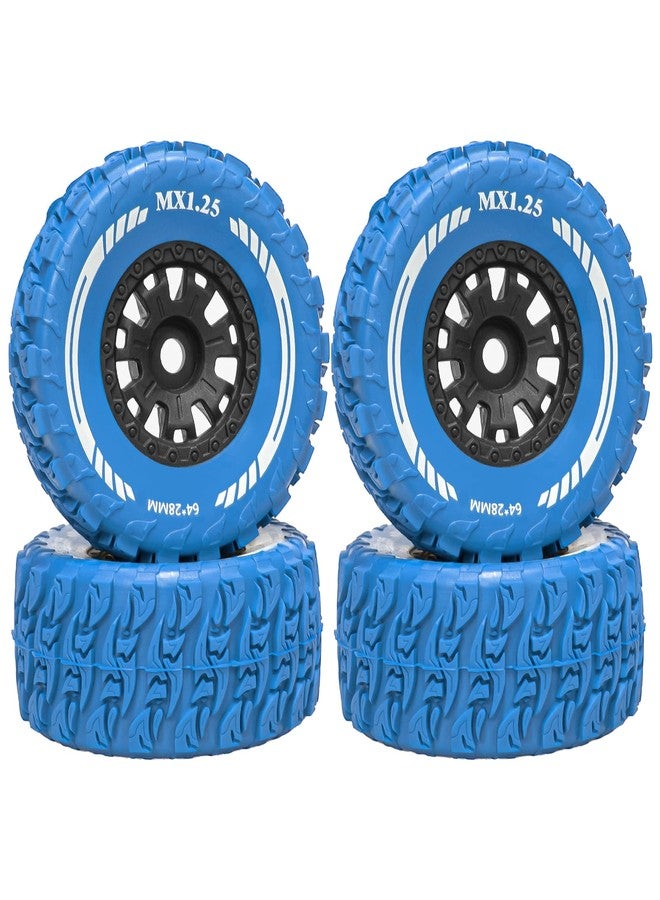 LRFHL 12mm Hex RC Wheels and Tires Pre-Glued Wheel Tire Set Compatible with MJX Hyper Go 14301 14302 14303, Arrma Mojave Grom, Traxxas Tamiya Kyosho HPI 1/14 1/16 1/18 RC On/Off-Road Racing Car (4PCS) - Image 1